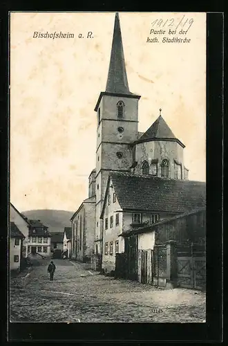 AK Bischofsheim a. R., Partie bei der kath. Stadtkirche