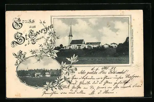 AK St. Georgen a. d. Traun, Ortsansicht mit Kirche