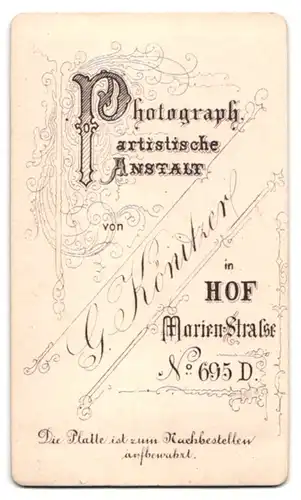 Fotografie G. Könitzer, Hof, Marienstr. 695d, Portrait stattlicher Herr mit Vollbart