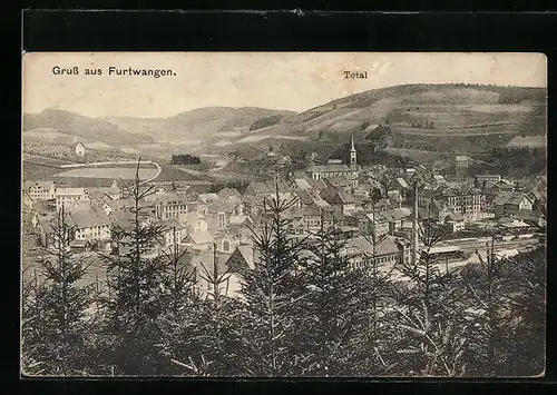 AK Furtwangen, Totale vom Berg aus gesehen