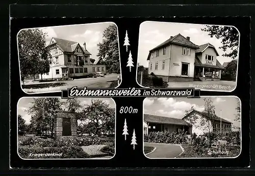 AK Erdmannsweiler / Schwarzwald, Kriegerdenkmal, Gasthaus Sonne, Warengeschäft Besch