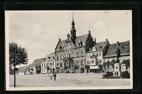 AK Dahlen i. Sa., Marktplatz mit Geschäften