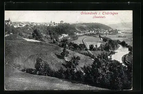 AK Orlamünde i. Thür., Panorama mit Saaletal