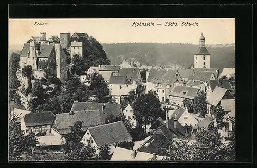 AK Hohnstein / Sächs. Schweiz, Gesamtansicht mit Schloss