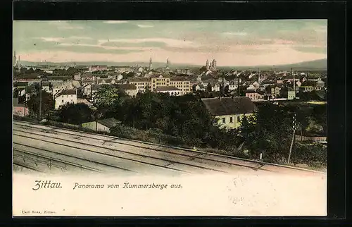 AK Zittau, Panorama vom Kummersberge aus gesehen