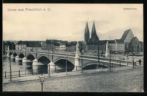 AK Frankfurt / Oder, Stadt mit Oderbrücke