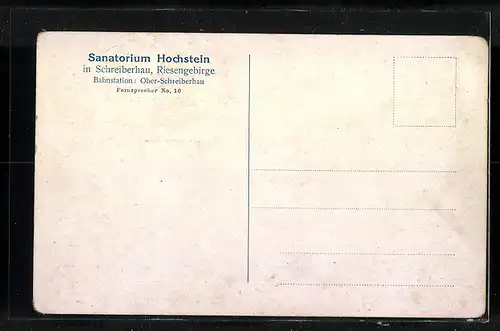 AK Schreiberhau, Panoramablick auf das Sanatorium Hochstein