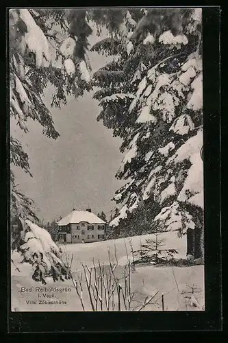AK Bad Reiboldsgrün i. V., Villa Zöbischhöhe im Winter