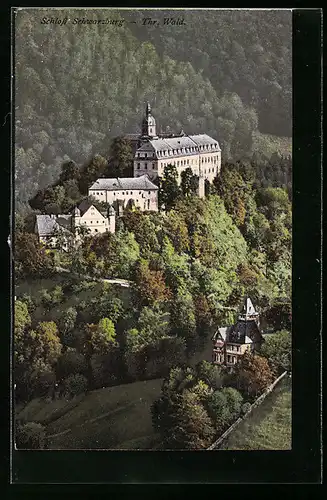 AK Schwarzburg / Thür. Wald, Schloss aus der Vogelschau
