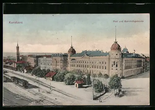 AK Konstanz, Post und Bahnhofsgebäude