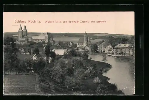 AK Zassnitz, Mulden-Partie mit Schloss Rochlitz