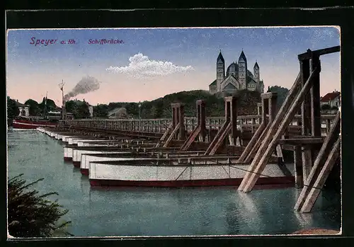 AK Speyer a. Rh., Schiffbrücke