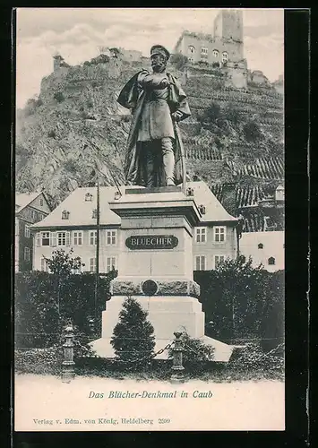 AK Caub, am Bluecher-Denkmal