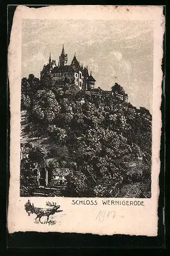 AK Wernigerode / Harz, Blick zum Schloss