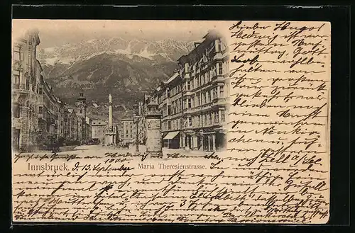 AK Innsbruck, Maria-Theresien-Strasse mit Litfasssäule