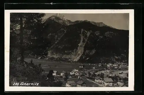 AK Scharnitz, Totale vom Berg aus gesehen