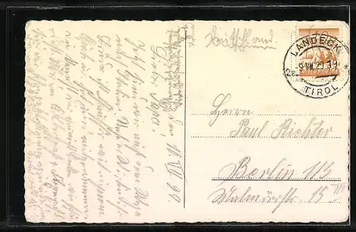 AK Landeck, Gesamtansicht mit Burg