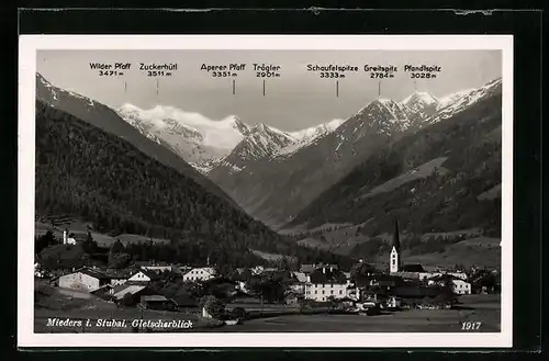 AK Mieders, Totale mit Gletscherblick