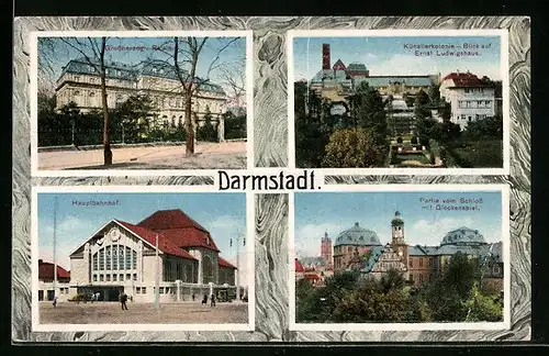 AK Darmstadt, Hauptbahnhof, Ernst-Ludwigs-Haus, Grossherz. Palais