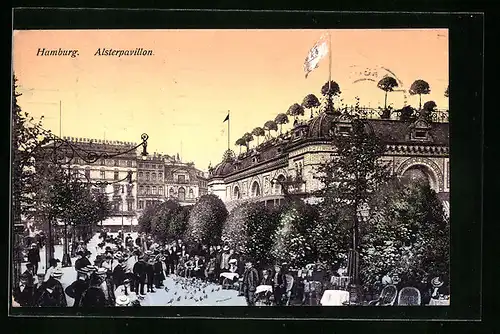 AK Hamburg-Neustadt, Besucher am Alsterpavillon