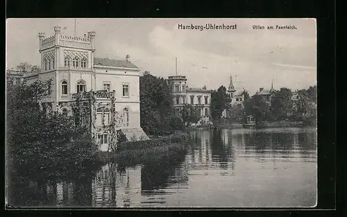 AK Hamburg-Uhlenhorst, Villen am Feenteich