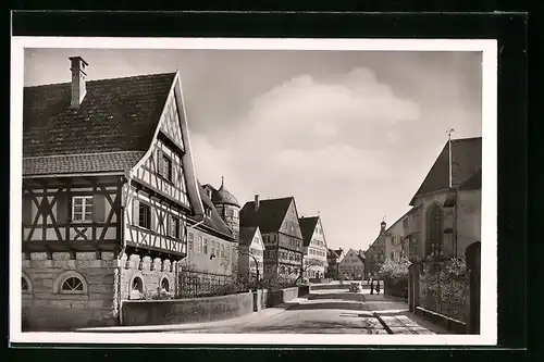 AK Gaildorf, Schlossstrasse mit alten Fachwerkhäusern