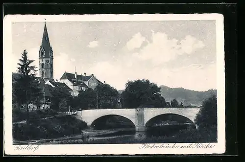 AK Gaildorf, Kocherbrücke mit Kirche