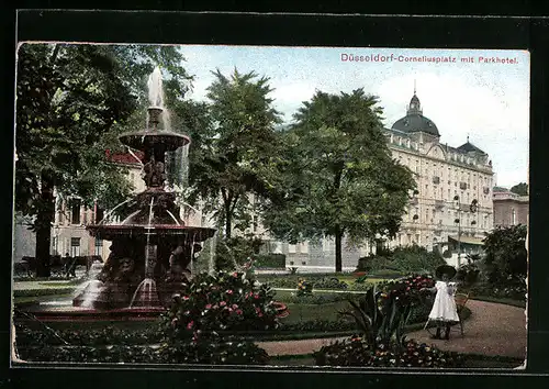 AK Düsseldorf, Corneliusplatz mit Parkhotel