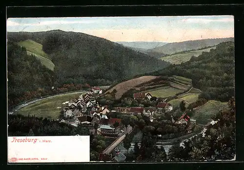 AK Treseburg / Harz, Panoramablick aus der Vogelschau