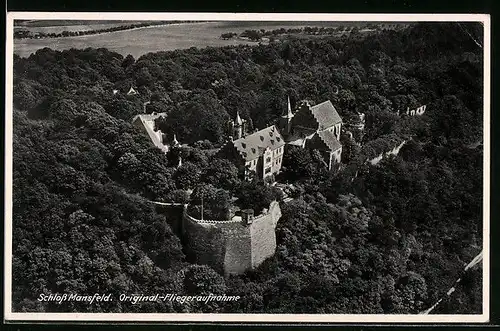 AK Mansfeld, Schloss, orig. Fliegeraufnahme