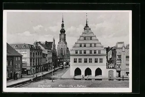 AK Greifswald, Nikolaikirche und Rathaus