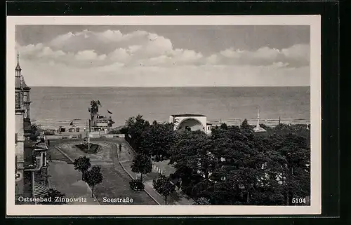 AK Zinnowitz / Ostseebad, Seestrasse mit Meeresblick