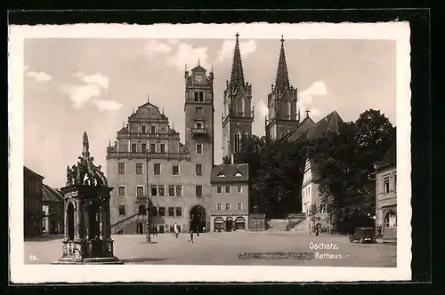 AK Oschatz, Platz mit Rathaus