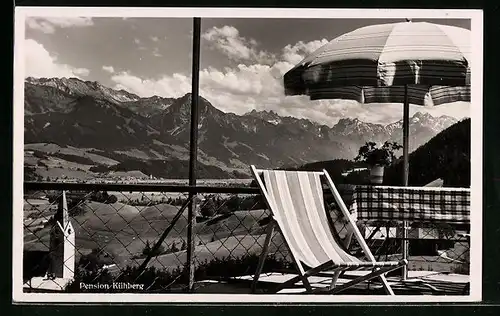 AK Sonthofen / Allgäu, Pension Kühlberg mit Blick auf das Gebirge