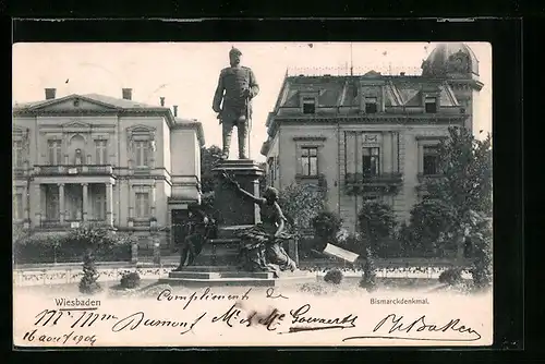 AK Wiesbaden, am Bismarckdenkmal