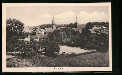 AK Waldbröl, Panorama mit Kirchtürmen