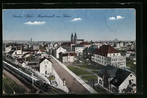 AK Landau / Pfalz, Totale von Süden aus gesehen