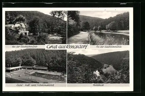 AK Rengsdorf, Laubachmühle, Schwimmbad, Almblick