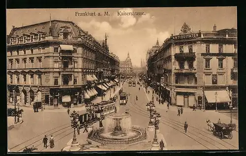 AK Frankfurt a. M., Kaiserstrasse mit Strassenbahnen