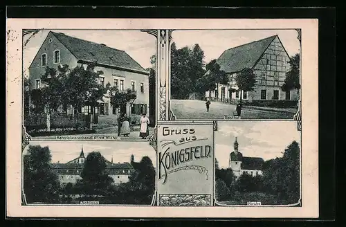 AK Königsfeld, Gasthof, Schloss, Kirche, Materialwarenhandlung Winter