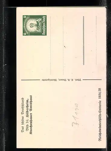 AK Hildesheim, Knochenhauer Amtshaus, Ganzsache WHW Winterhilfswerk 1934-35