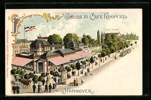 Lithographie Hannover, Cafe Kröpcke und Königliches Theater