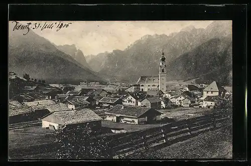 AK Toblach, Ortsansicht bei fahlem Sonnenschein