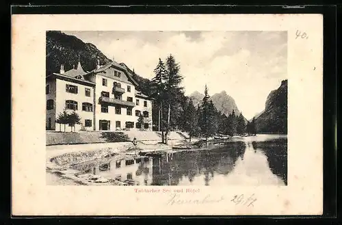 AK Toblach, Toblacher See und Hotel