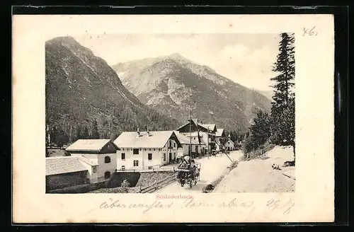 AK Schluderbach, Strassenpartie mit Blick auf die Kirche