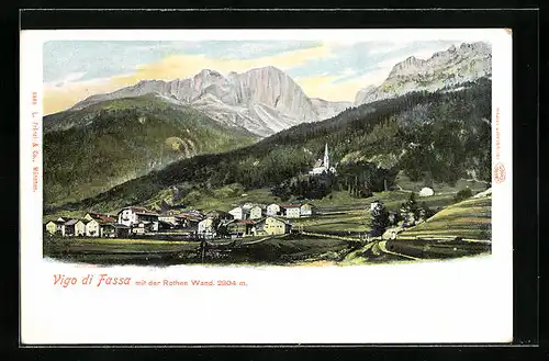 AK Vigo di Fassa, Gesamtansicht mit Umgebung vor der Rothen Wand