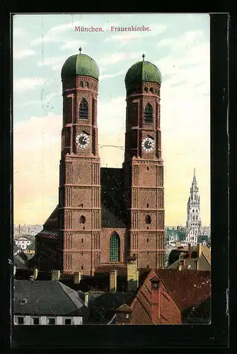 AK München, Vorderansicht der Frauenkirche