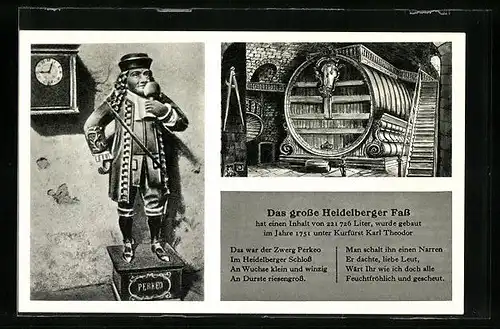 AK Heidelberg, das grosse Fass, Zwerg Perkeo