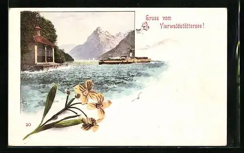AK Sisikon, Vierwaldstättersee mit Tellskapelle