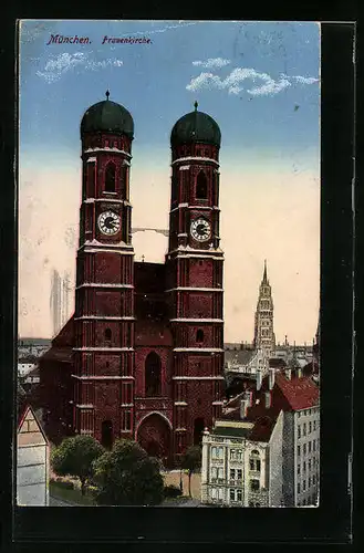 AK München, Teilansicht mit Frauenkirche